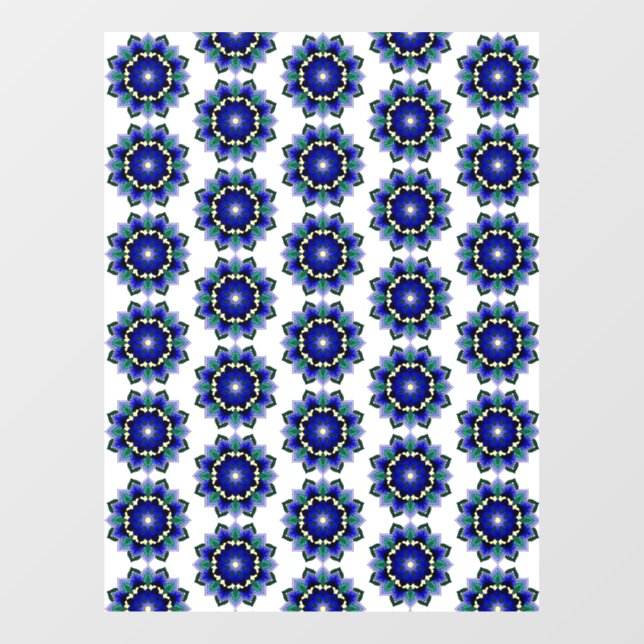 Autocollant Pour Fenêtre Mandala Motif 02 en bleu (Feuille)