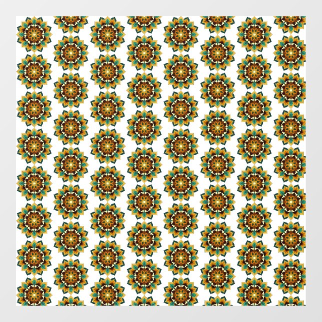 Autocollant Pour Fenêtre Mandala Motif 2002 en jaune et bronzette (Feuille)
