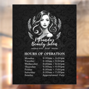 Autocollant Pour Fenêtre Maquilleuse Coiffeuse Moderne Horaires d'Ouverture