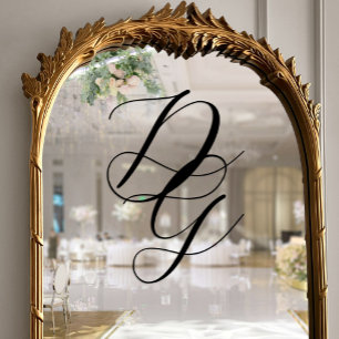 Autocollant Pour Fenêtre Mariage de monogramme noir élégant