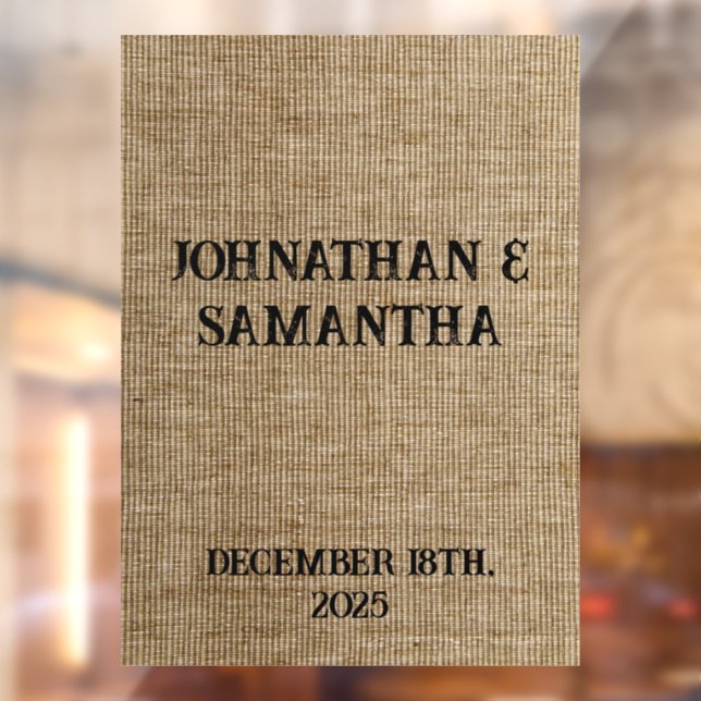 Autocollant Pour Fenêtre Mariage personnalisé rustique burlap motif nature (Feuille 2)
