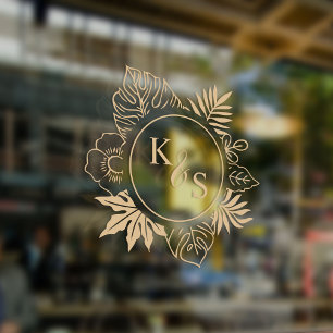 Autocollant Pour Fenêtre Mariage romantique de verdure tropicale