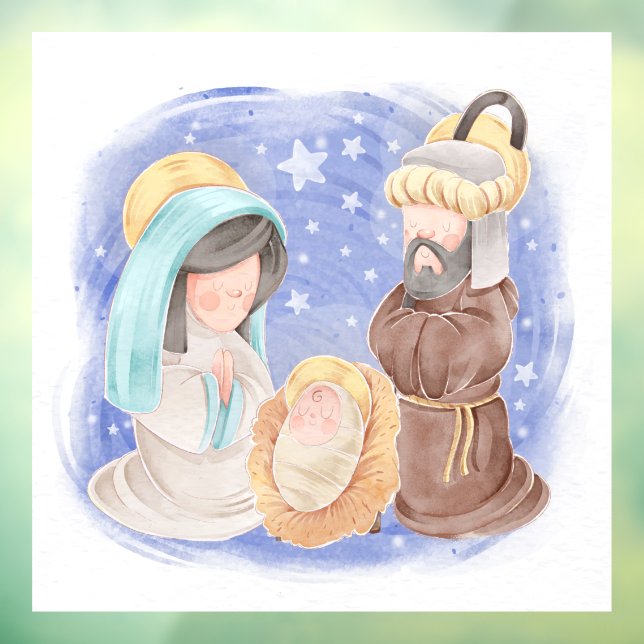 Autocollant Pour Fenêtre Marie, Joseph et Bébé Jésus (Feuille 3)