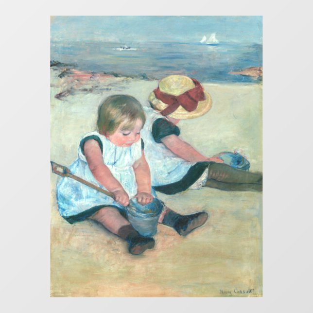 Autocollant Pour Fenêtre Mary Cassatt - Enfants jouant sur la plage (Feuille)