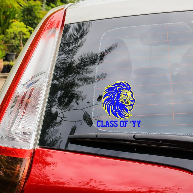 Autocollant Pour Fenêtre Mascotte de lion bleu et jaune cadeau aux diplômés (Créateur téléchargé)