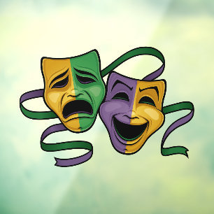 Autocollant Pour Fenêtre Masques de théâtre festifs Mardi Gras joyeux et tr