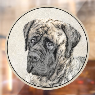 Autocollant Pour Fenêtre Mastiff anglais (Brindle) Peinture - Chien Art