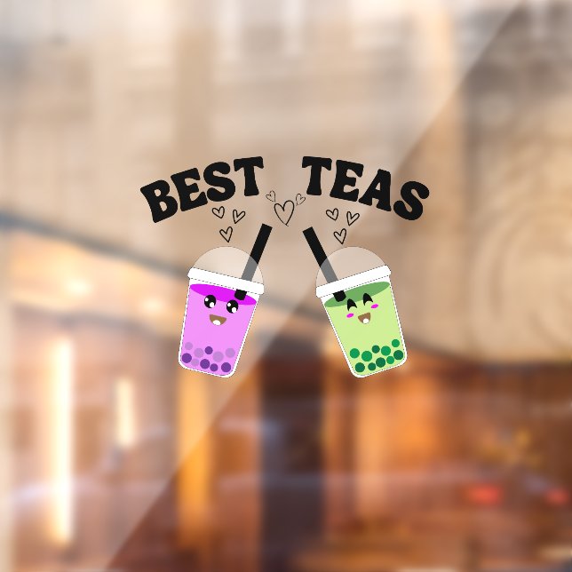 Autocollant Pour Fenêtre Matcha boba thé vert, les meilleurs thés matcha (Feuille 2)