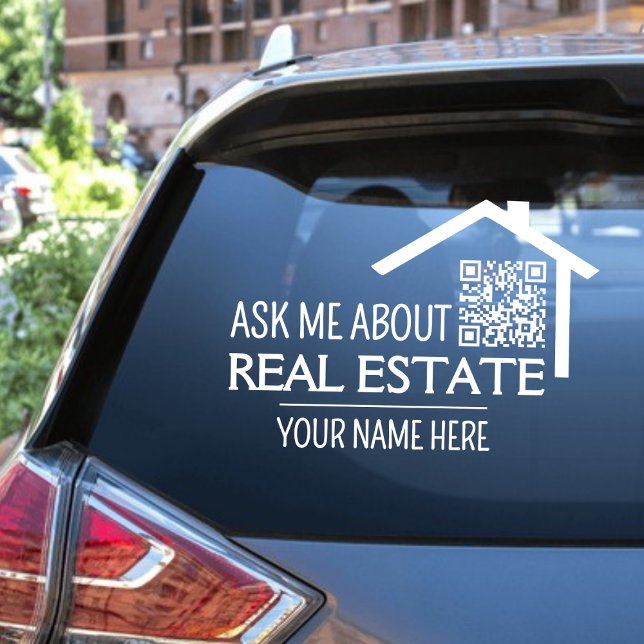Autocollant Pour Fenêtre Me demander à propos de l'immobilier QR Code Decal (Ask Me About Real Estate QR Code Decal)