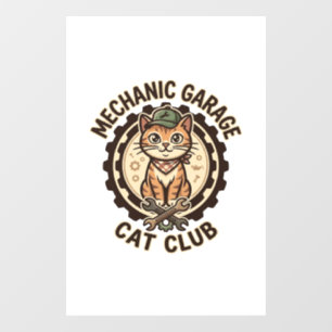 Autocollant Pour Fenêtre Mécanicien Garage Chat POD Vector Art - Mécanicien