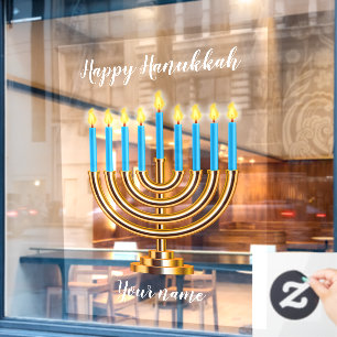 Autocollant Pour Fenêtre Menorah Happy Hanoukka Cling de fenêtre