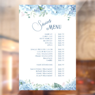 Autocollant Pour Fenêtre Menu Blue Hydrangea Services