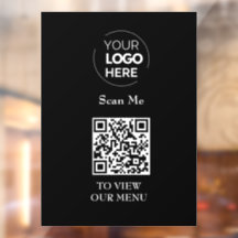 Menu Code QR | Logo noir sans contact moderne