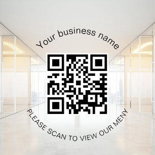 Autocollant Pour Fenêtre Menu code QR scanner restaurant bar café