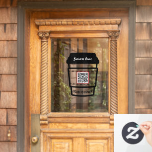 Autocollant Pour Fenêtre Menu de commande de code QR de numérisation de caf