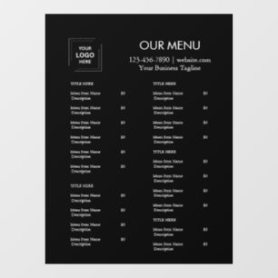 Autocollant Pour Fenêtre Menu de restaurant   Café Logo Noir Personnalisé 
