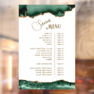 Autocollant Pour Fenêtre Menu des services Agate Vert Émeraude sur fond bla