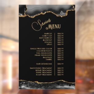 Autocollant Pour Fenêtre Menu des services Black Gold Agate