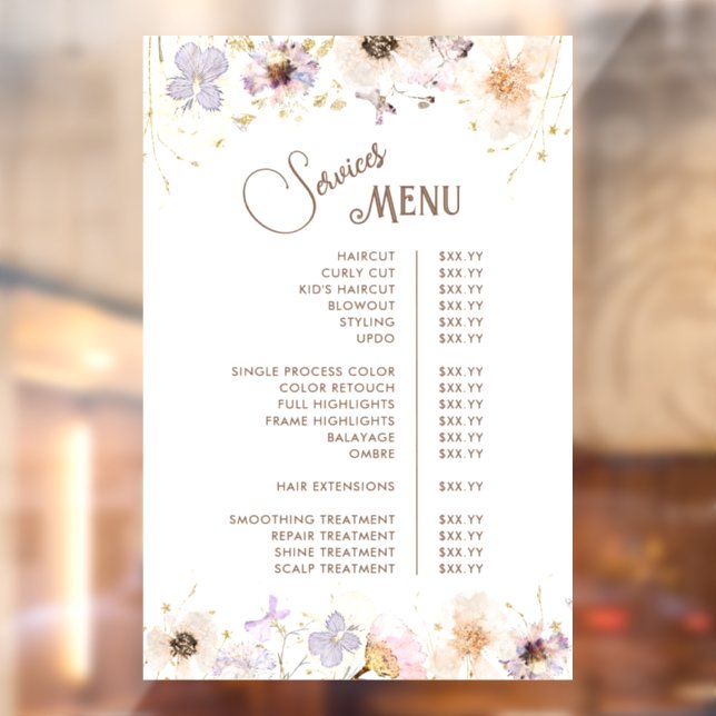 Autocollant Pour Fenêtre Menu des services de fleurs sauvages séchées (Feuille 2)