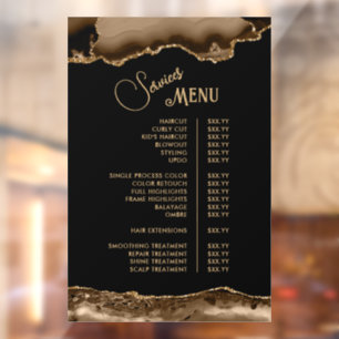 Autocollant Pour Fenêtre Menu des services de l'agate dorée marron
