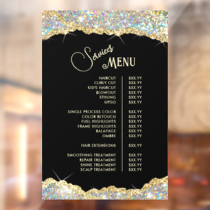 Autocollant Pour Fenêtre Menu des services de paillettes iridescentes en or