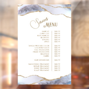 Autocollant Pour Fenêtre Menu des services en Agate Grise Bleue