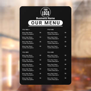 Autocollant Pour Fenêtre Menu du Restaurant   Menu du Café Black Logo