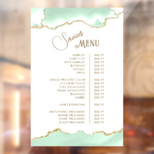 Autocollant Pour Fenêtre Menu Services Agate Vert Mousse de Mer