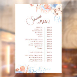 Autocollant Pour Fenêtre Menu Services Tropical Peach et Blue