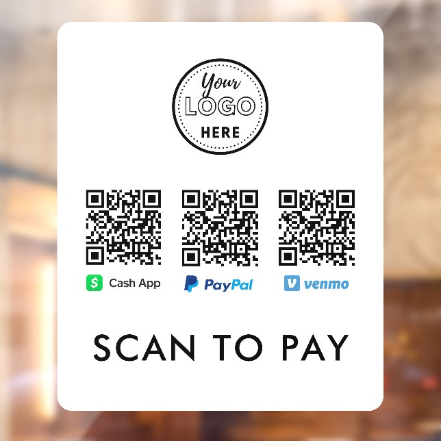 Autocollant Pour Fenêtre Merci Venmo Paypal CashApp numérisation pour payer (Feuille 2)