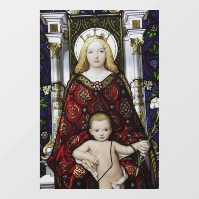 AUTOCOLLANT POUR FENÊTRE MÈRE MARIE (BLOND) BÉBÉ JÉSUS FENÊTRE CLAIR (Feuille)