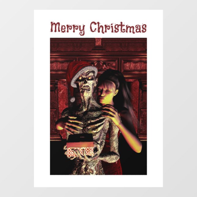 Autocollant Pour Fenêtre Merry Christmas. Funny skeleton Window Cling (Feuille)