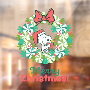 Autocollant Pour Fenêtre Merry Christmas Peppermenthe Holiday Wreath