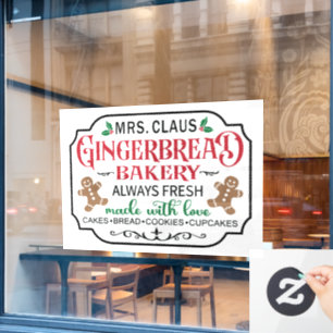 Autocollant Pour Fenêtre Mme Claus boulangerie pain d'épices Noël