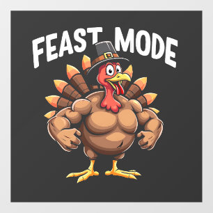 Autocollant Pour Fenêtre Mode fête Drôle Thanksgiving Turquie Fitness Repas