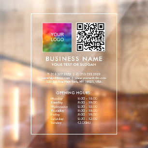 Autocollant Pour Fenêtre Modèle de code QR de logo d'entreprise - Heures d'