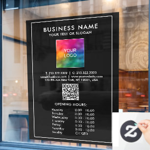 Autocollant Pour Fenêtre Modèle de code QR des heures d'ouverture avec gran