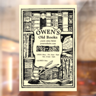 Autocollant Pour Fenêtre Modèle de librairie de librairie de livres vintage