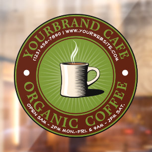 Autocollant Pour Fenêtre Modèle de vitrine pour café Vintage Café