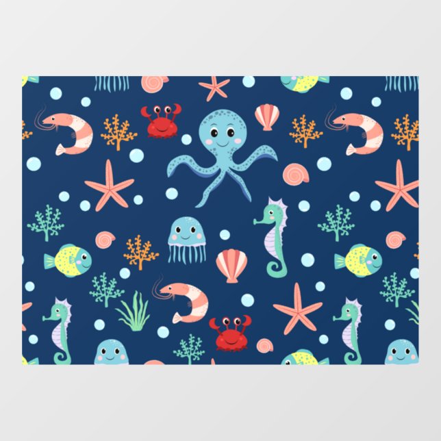 Autocollant Pour Fenêtre Monde marin (Feuille)