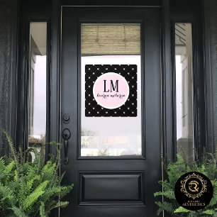 Autocollant Pour Fenêtre Monogramme à l'arc noir et rose