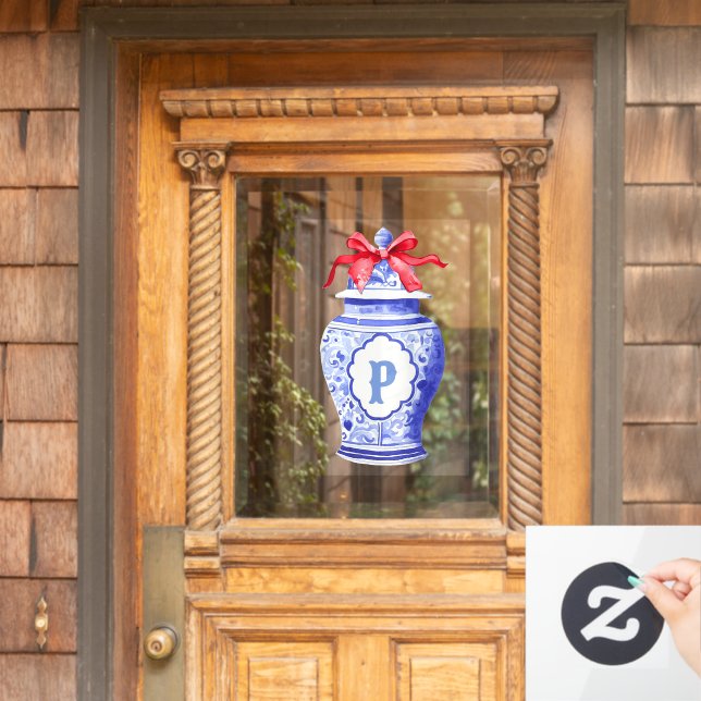 Autocollant Pour Fenêtre Monogramme de la Chinoiserie Ginger Jar (Porte d'accueil)