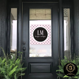 Autocollant Pour Fenêtre Monogramme Ruban Rose & Noir