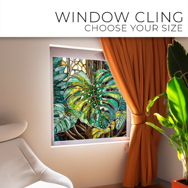 Autocollant Pour Fenêtre Monstera Tropicale Vitrail art (Créateur téléchargé)