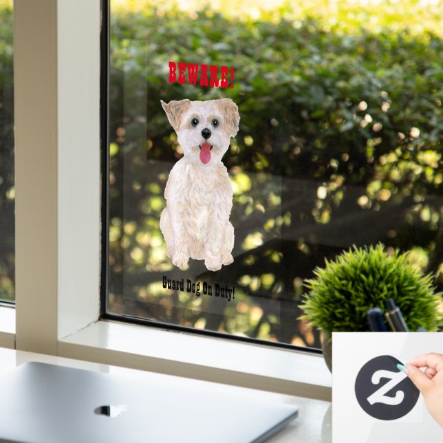 Autocollant Pour Fenêtre Morkie Funny Garde Chien Fenêtre Clouer (Bureau)