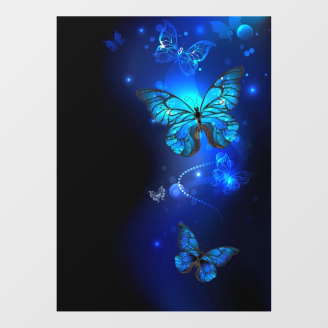 Autocollant Pour Fenêtre Morpho Butterfly in the Dark Background (Feuille)