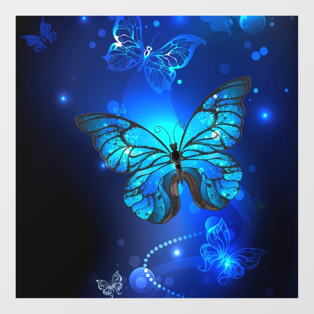 Autocollant Pour Fenêtre Morpho Butterfly in the Dark Background (Feuille)