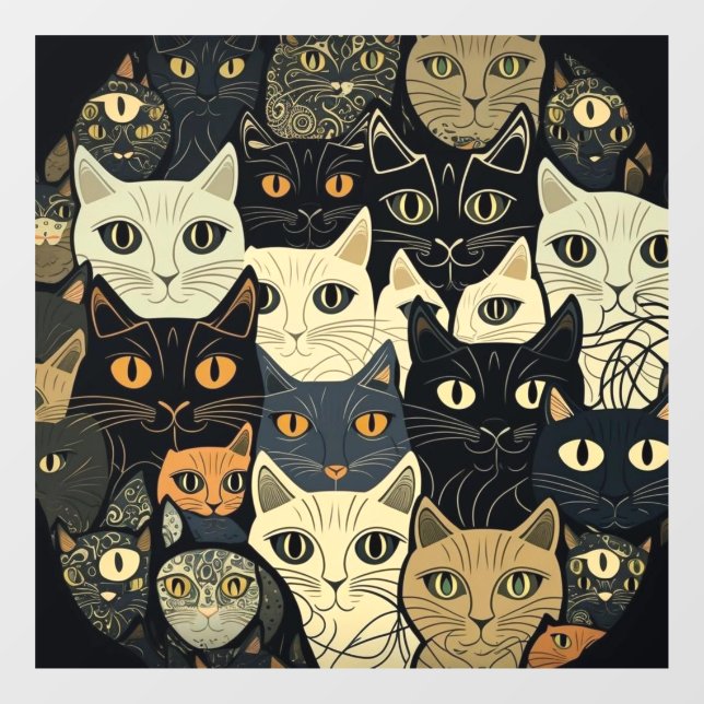Autocollant Pour Fenêtre Motif de chat Artsy (Feuille)