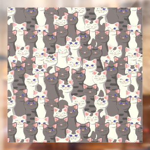 Autocollant Pour Fenêtre Motif de chats blancs et gris