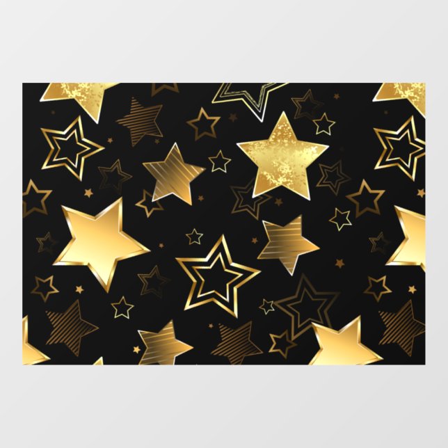 Autocollant Pour Fenêtre Motif sans couture avec étoiles d'or (Feuille)